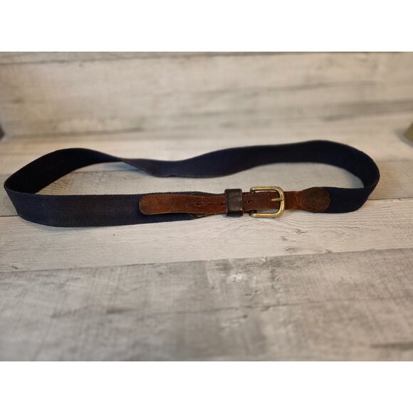Vintage Coach Leather & Canvas Belt With Brass Buckle 40" Size Made In USA - Picture 1 of 7
